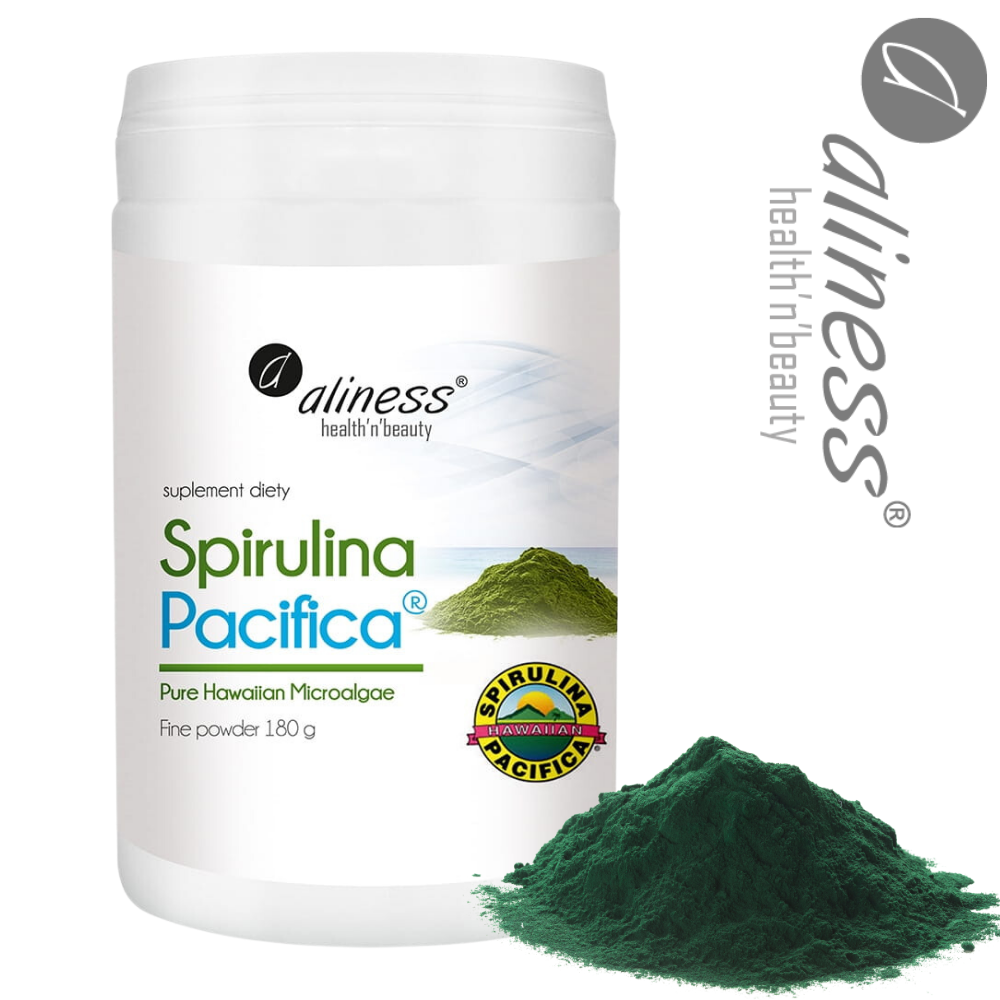 Spirulina Hawajska Pacyfica proszek 180g z miarką Aliness
