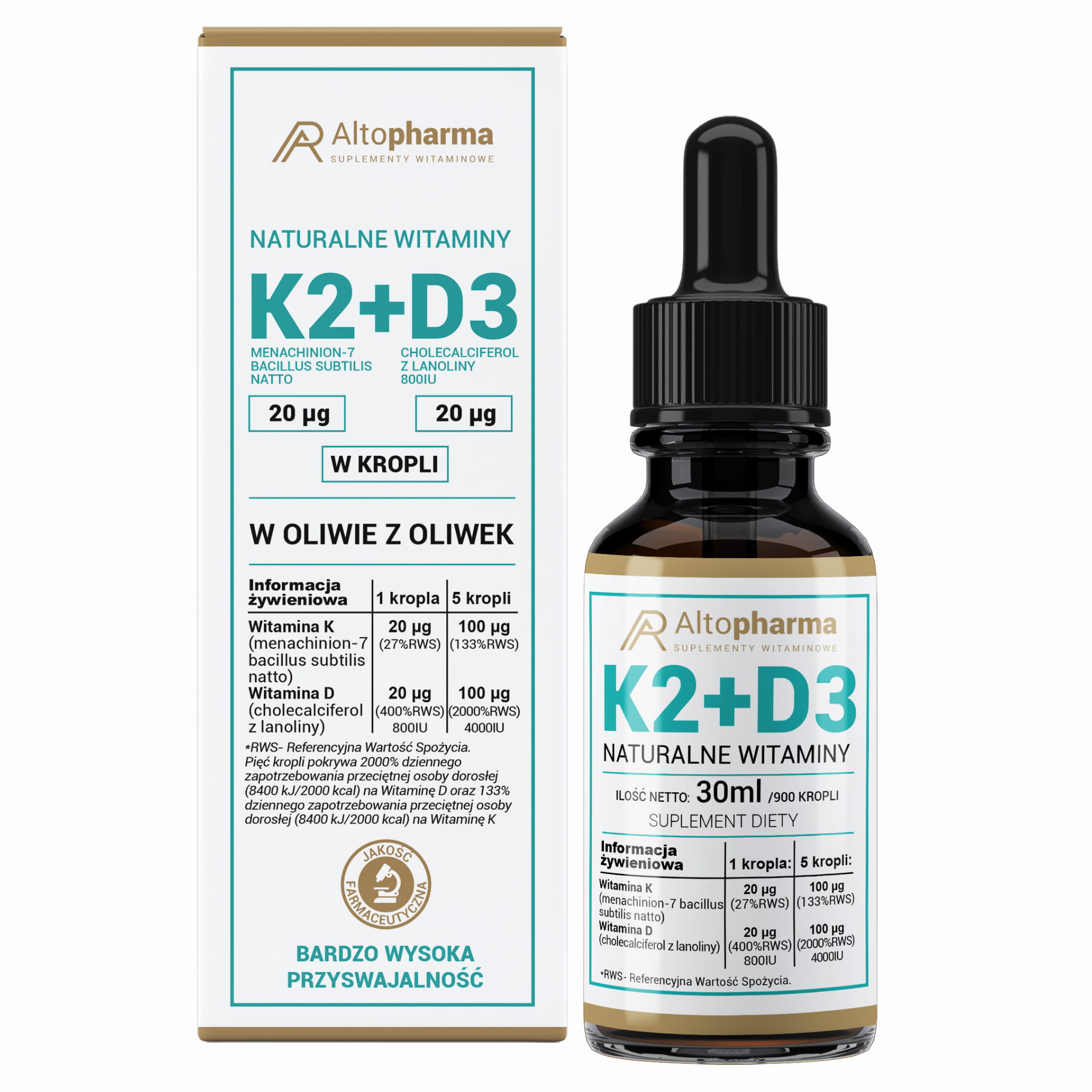 Naturalna Witamina K2 D3 FORTE 30ml Altopharma