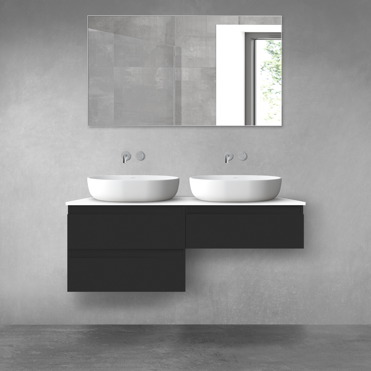 Oltens Vernal zestaw mebli łazienkowych 120 cm z blatem czarny mat/biały połysk 68236300 - Wysyłka w 24h