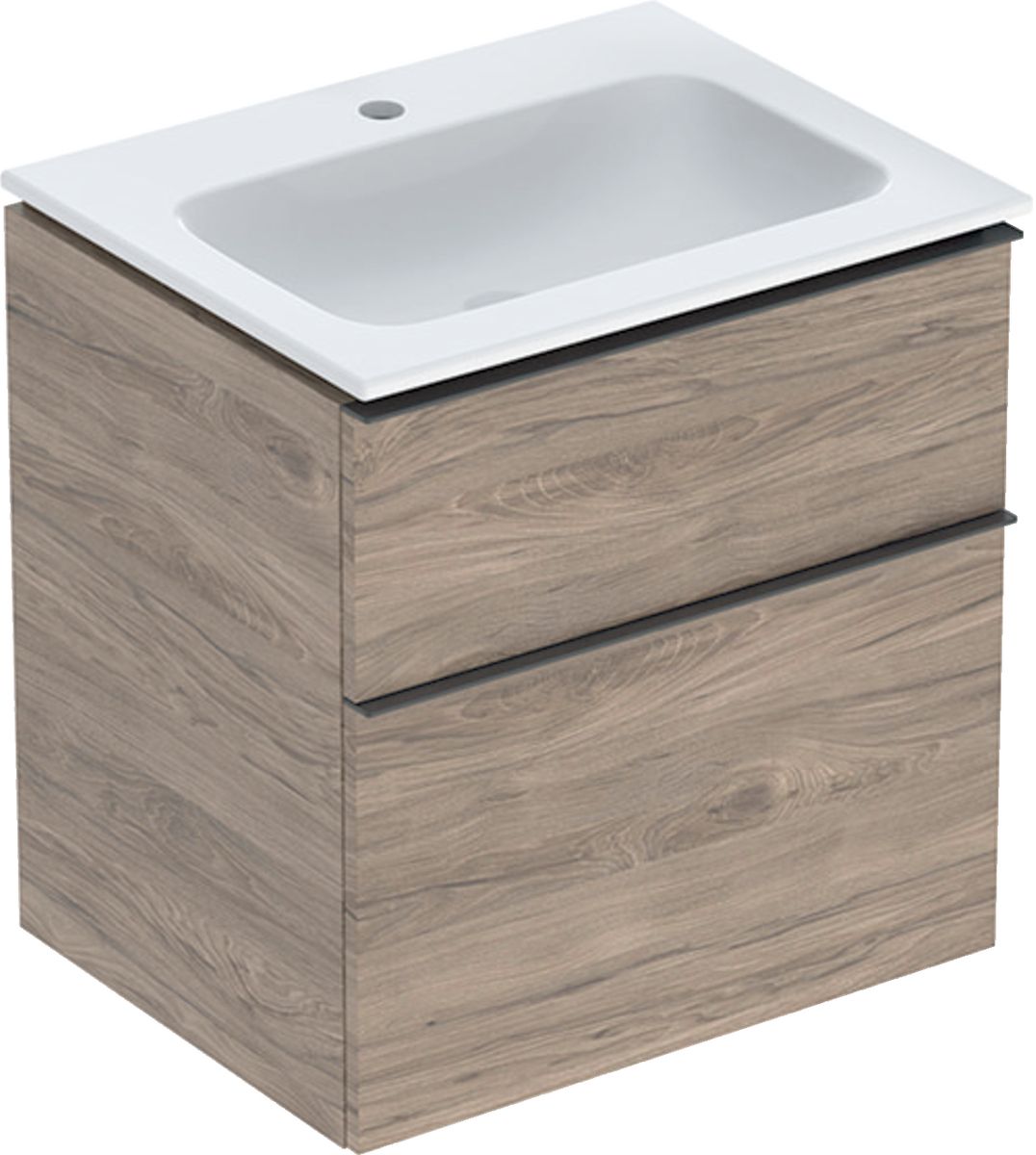 Geberit iCon Set Slim umywalka z szafką 60 cm zestaw meblowy KeraTect orzech hickory/lava mat 502.331.JR.1
