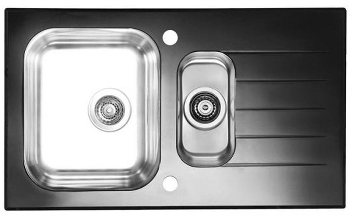 Alveus Glassix 20 zlewozmywak 1,5-komorowy z ociekaczem 86x50 cm czarny 1100015