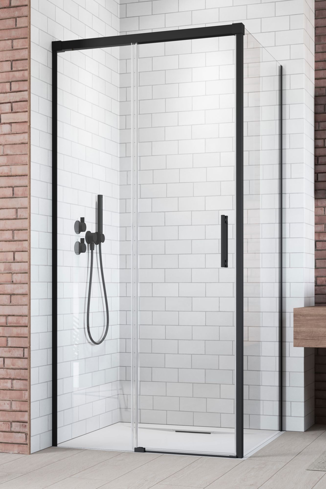Radaway Idea Black KDJ ścianka prysznicowa 120 cm boczna prawa czarny mat/szkło przezroczyste 387054-54-01R