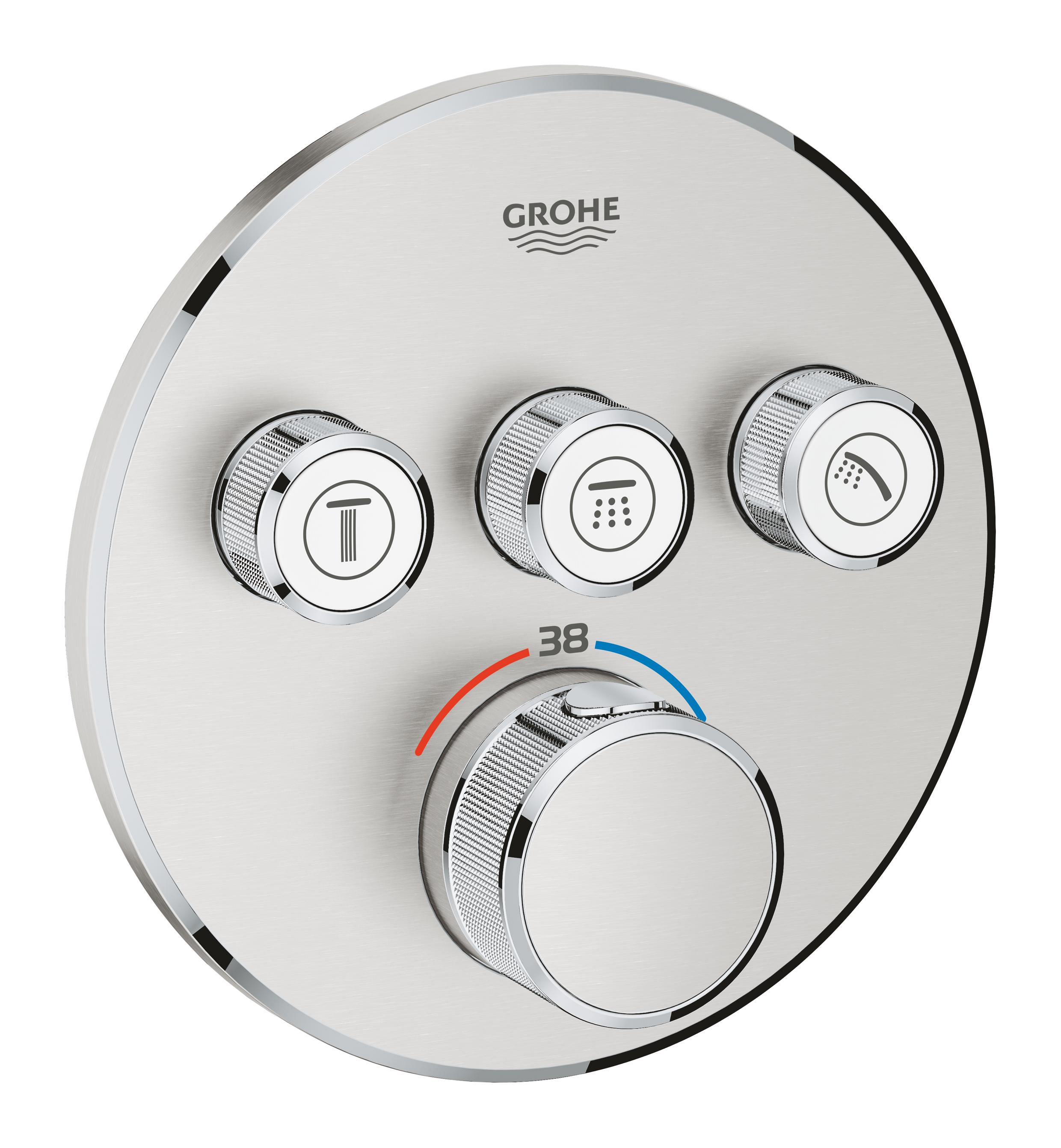 Grohe Grohtherm SmartControl bateria wannowo-prysznicowa podtynkowa termostatyczna stal nierdzewna 29121DC0