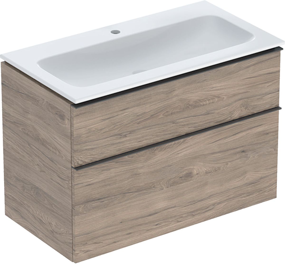 Geberit iCon Set Slim umywalka z szafką 90 cm zestaw meblowy KeraTect orzech hickory/lava mat 502.333.JR.1