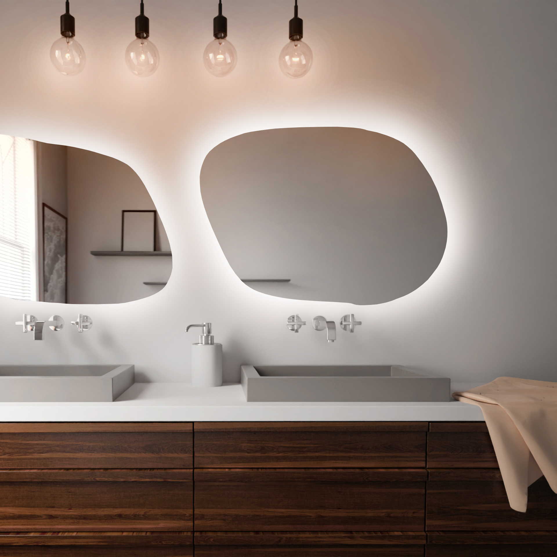 Baltica Design Bright Stain IV lustro 70x50 cm barwa światła neutralna z matą grzewczą
