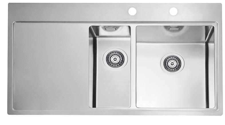 Alveus Pure 60 zlewozmywak stalowy 98x52,5 cm 1,5-komorowy prawy z ociekaczem satyna 1103655 - Wysyłka w 24h
