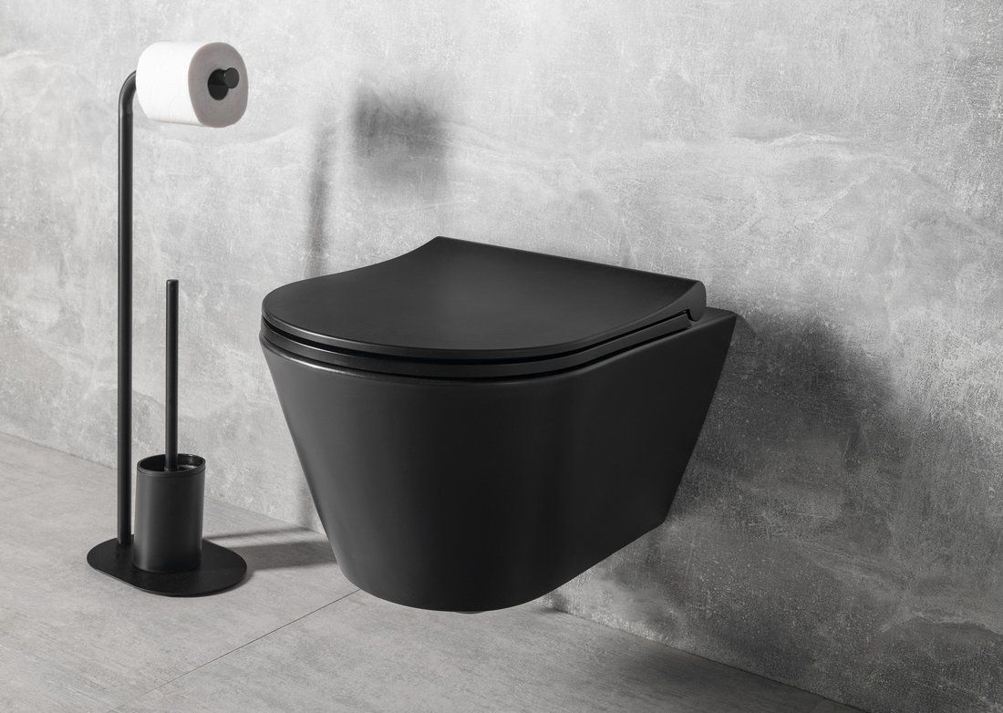 Sapho Avva miska WC wisząca bez kołnierza Rimless czarny mat 100314-110