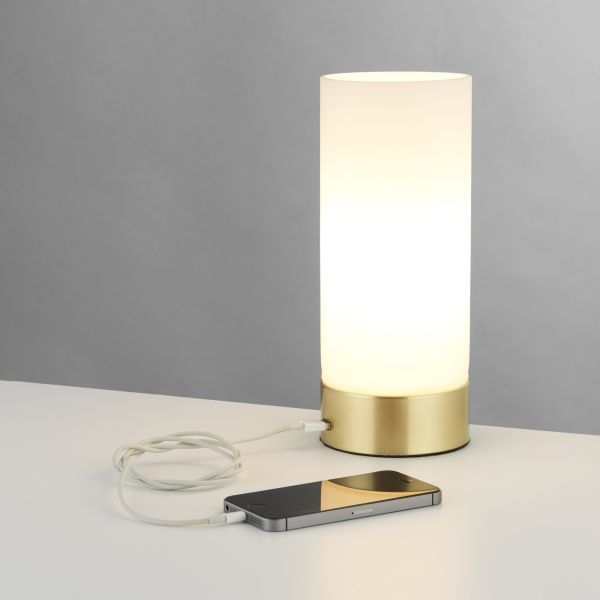 Endon Dara lampa stołowa 1x40 W biała-mosiądz 69520