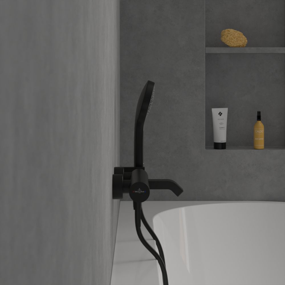 Villeroy & Boch Dawn bateria wannowo-prysznicowa ścienna czarna TVT106501152K5