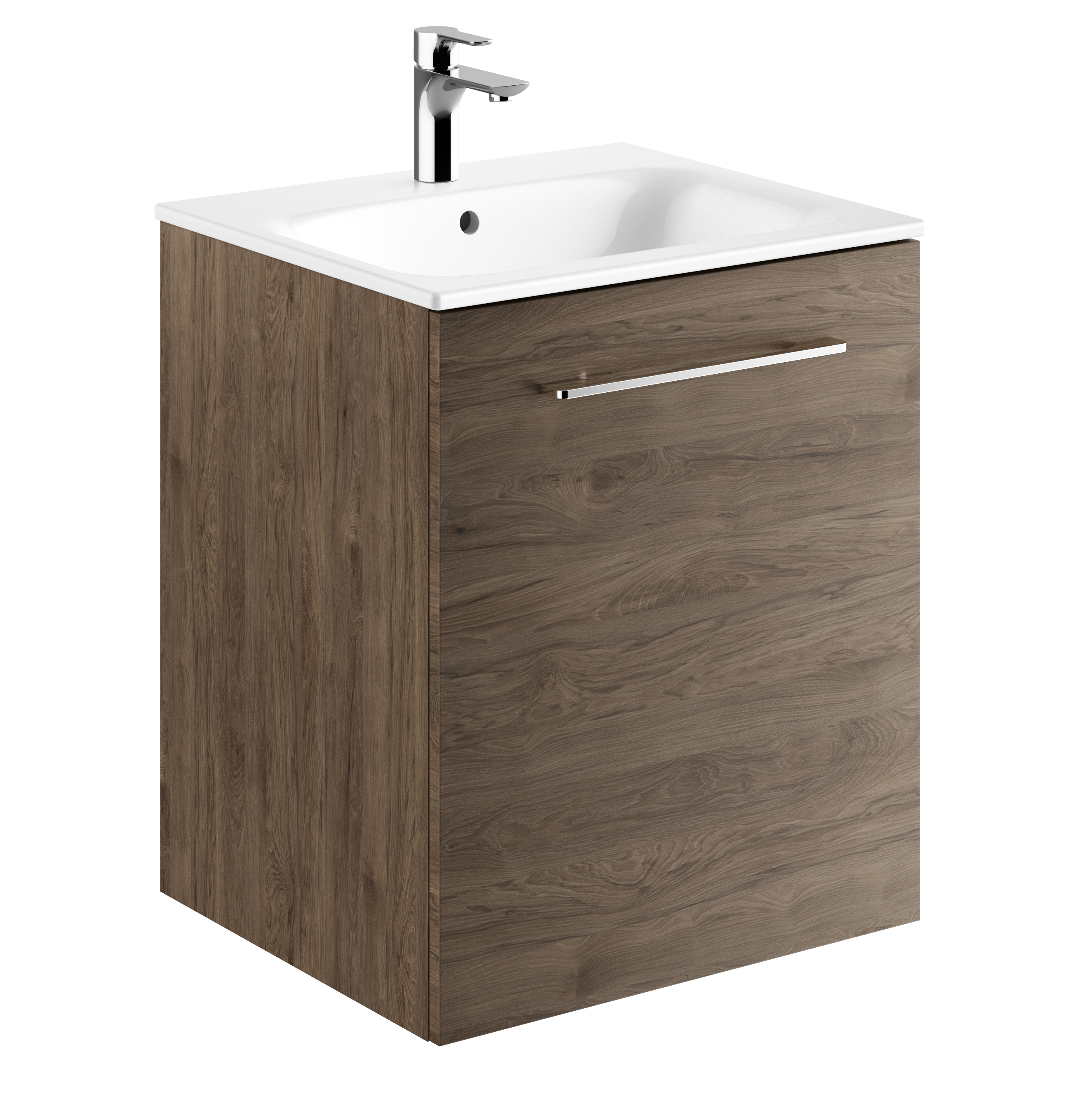 Geberit Selnova Square umywalka z szafką 55 cm zestaw meblowy biały/orzech włoski 501.250.00.1