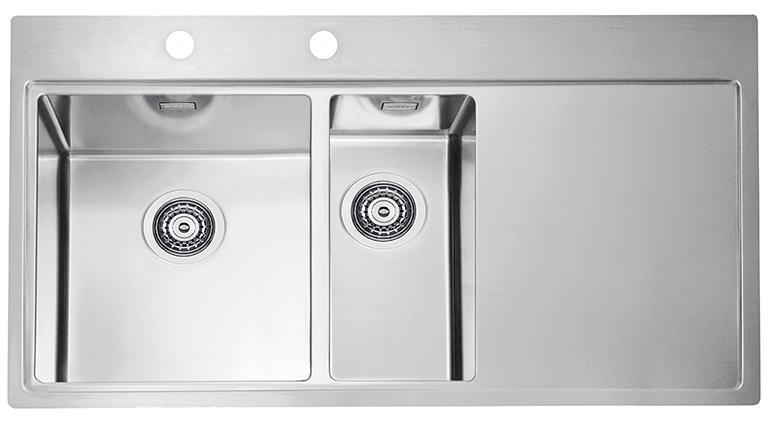 Alveus Pure 60 zlewozmywak stalowy 98x52,5 cm 1,5-komorowy lewy z ociekaczem satyna 1103654