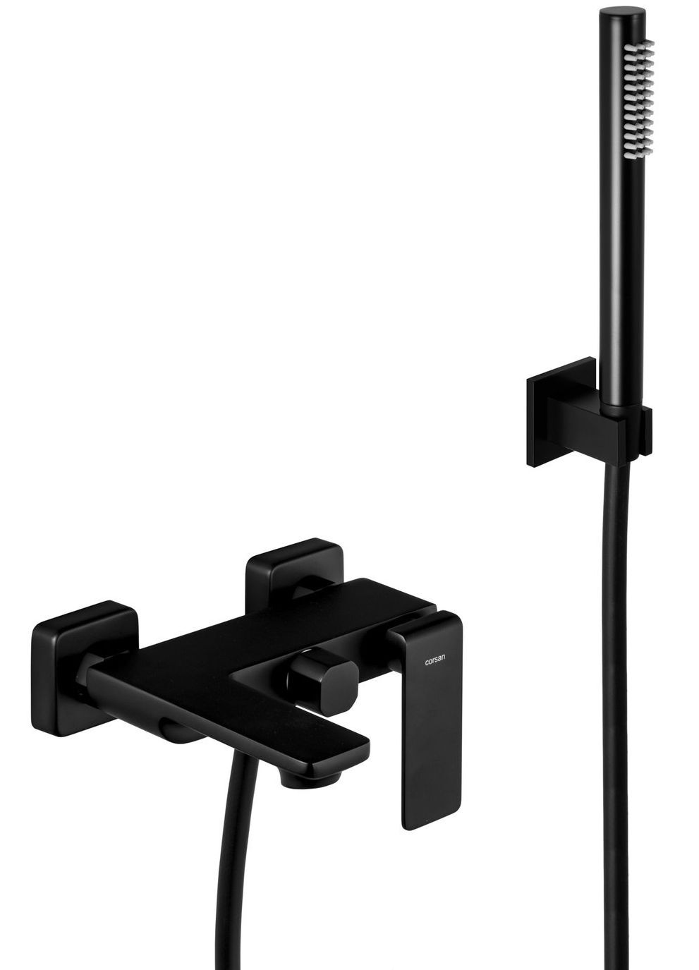 Corsan Trino bateria wannowo-prysznicowa z zestawem natryskowym czarna CMZ056