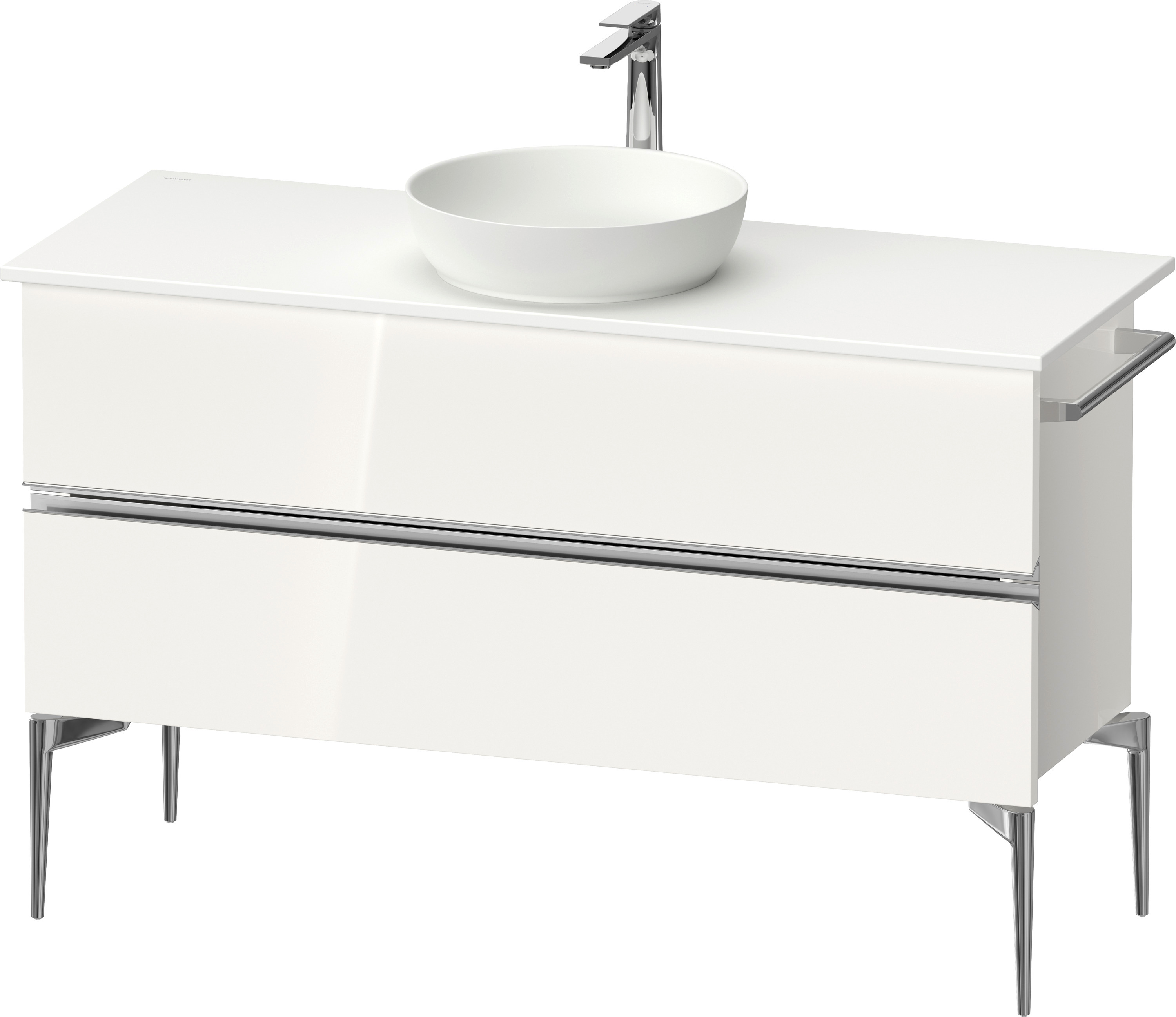 Duravit Sivida szafka 124,5x47,5x54,8 cm podumywalkowa wisząca biała-chrom SV4660010220000