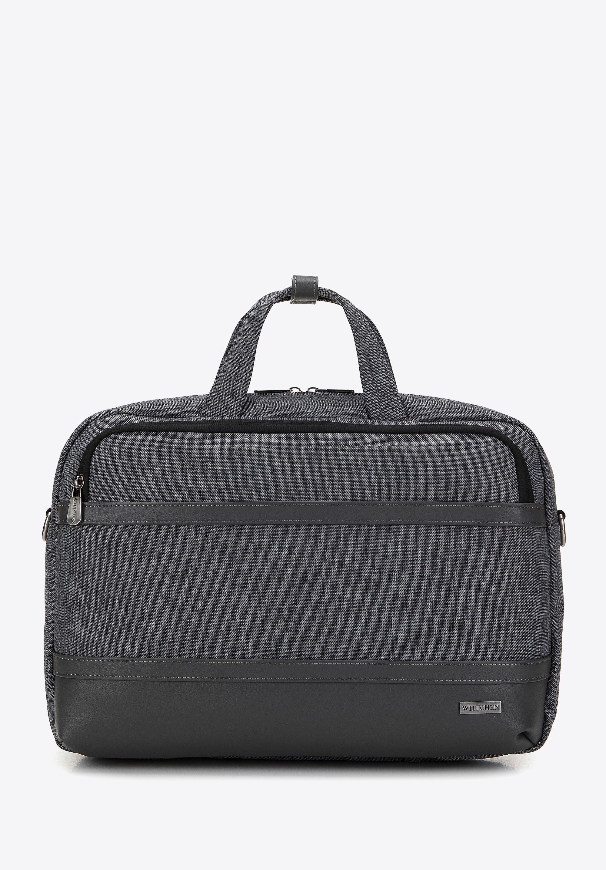 Męska torba na laptopa 15,6” z lamówką z ekoskóry szara