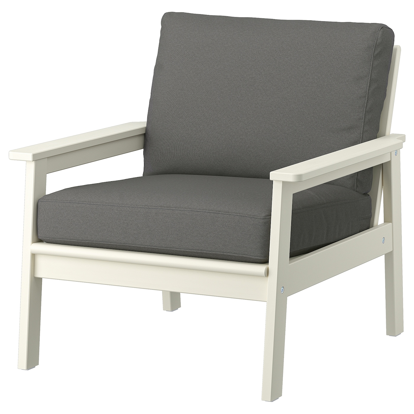 IKEA BONDHOLMEN fotel ogrodowy, biały/beżowy/Frösön/Duvholmen ciemnoszary, Szerokość: 77 cm