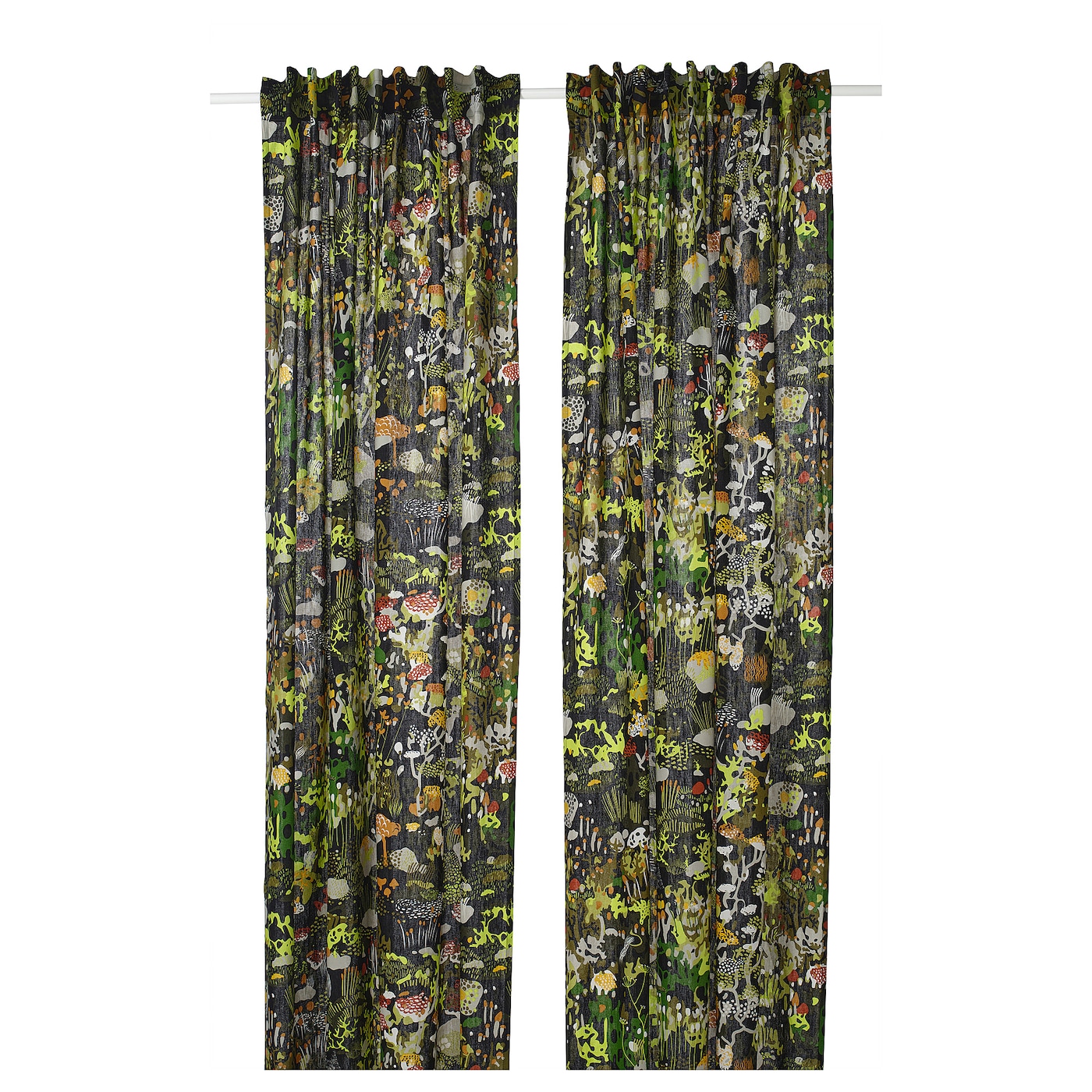 IKEA STOCKHOLM 2025 zasłona, 2 szt, czarny wielobarwny/na taśmie, 145x300 cm