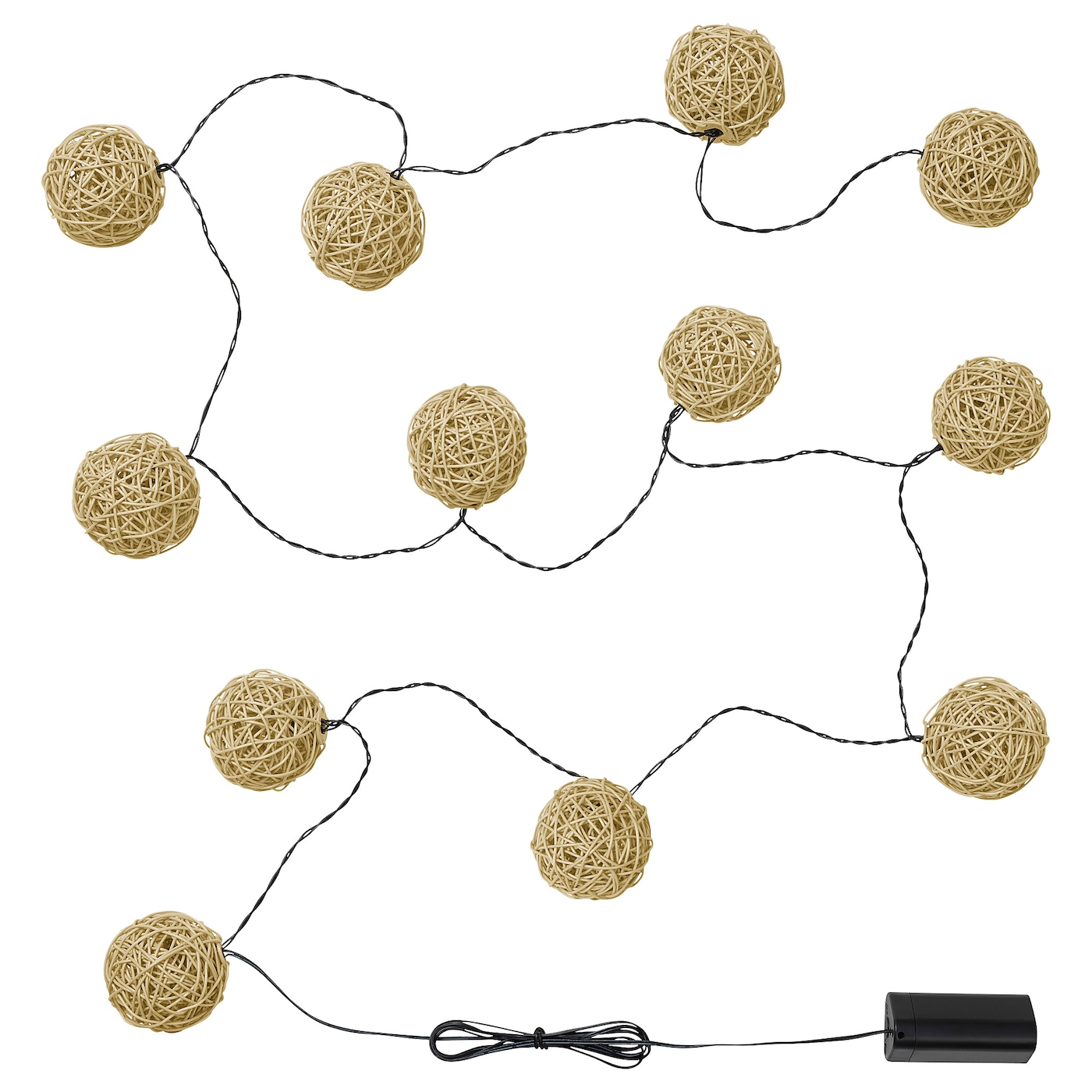 IKEA SOLVINDEN girlanda LED, 12 lampek, na baterie/beżowy, Długość do 1. lampy: 1.5 m