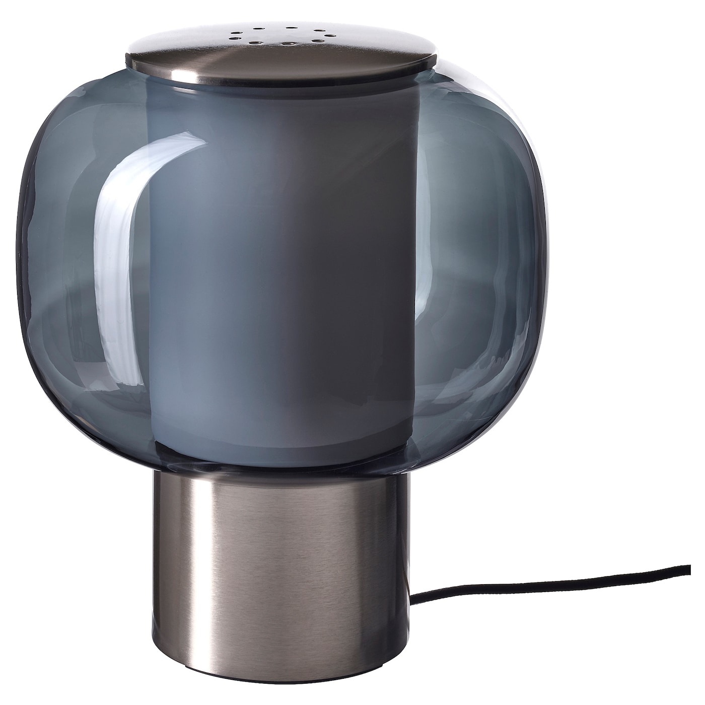 IKEA HÖGVIND lampa stołowa, niklowano/szary szkło, Długość kabla: 1.8 m