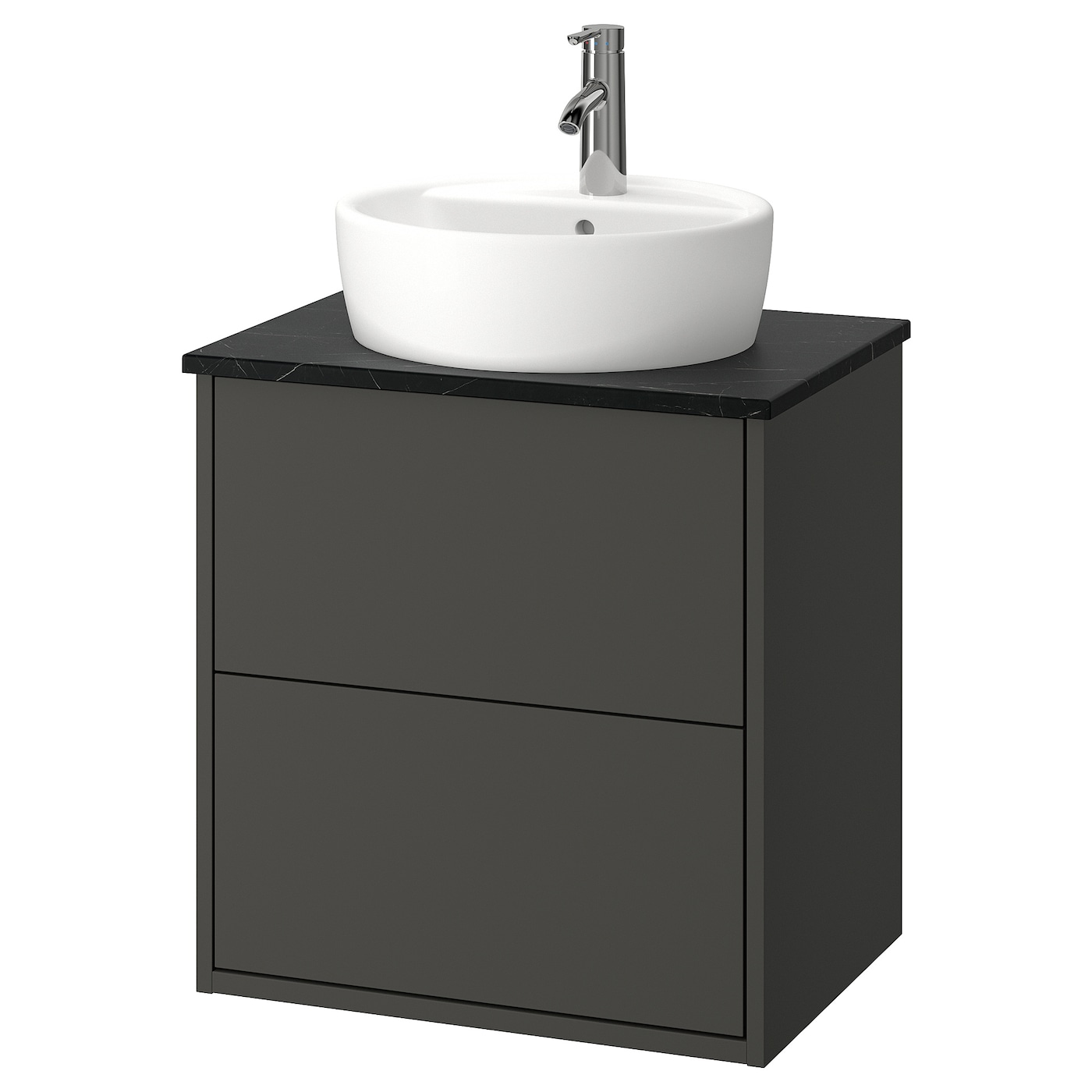 IKEA HAVBÄCK / TÖRNVIKEN szaf umyw z szufladami/umyw/bateria, ciemnoszary, 62x49x79 cm