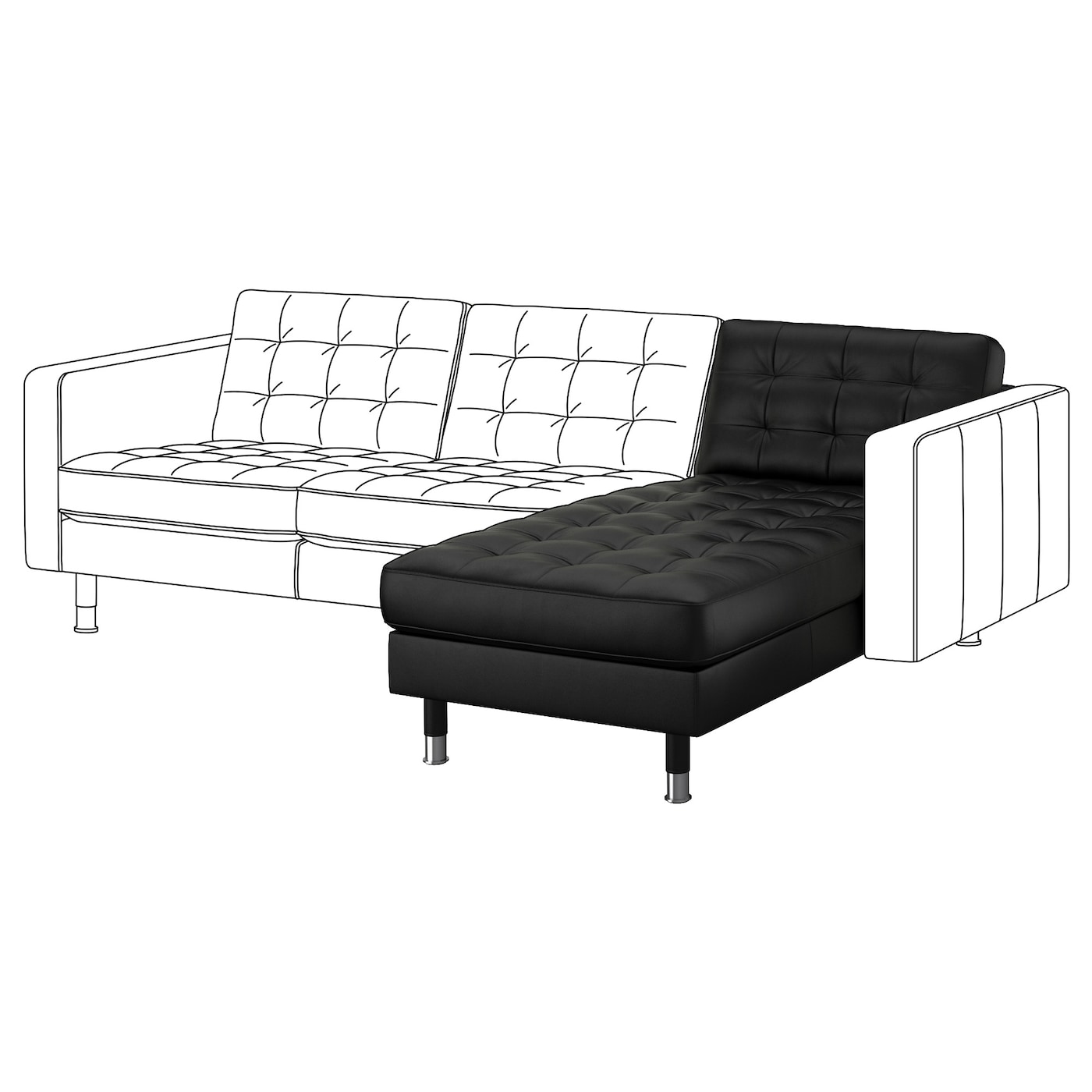 IKEA LANDSKRONA leżanka, dostawka, Grann/Bomstad czarny/metal, Szerokość: 78 cm