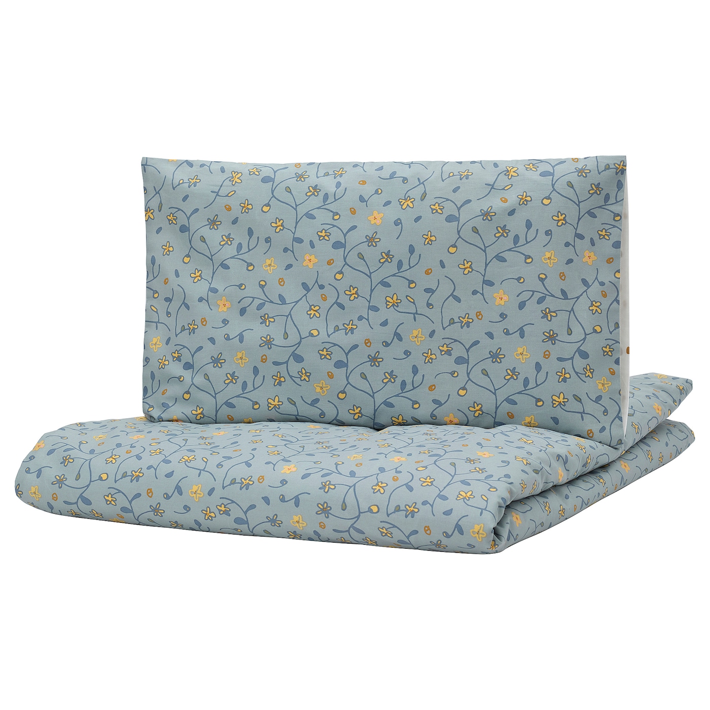 IKEA GULDVÄVARE poszwa 1 poszewka do łóżeczka, niebieski/biały wzór kwiatowy, 110x125/35x55 cm