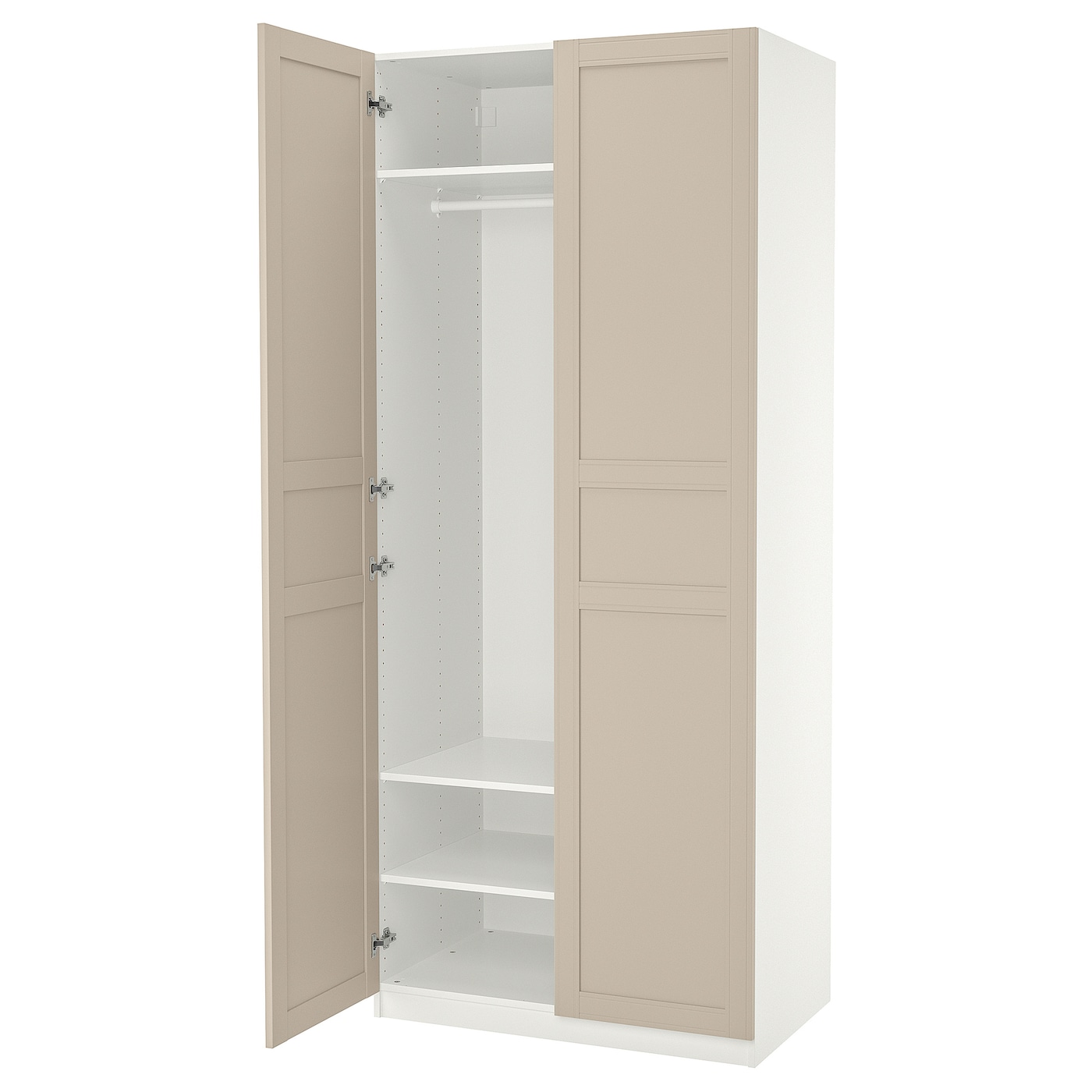 IKEA PAX / FLISBERGET szafa, biały/jasnobeżowy, 100x60x236 cm