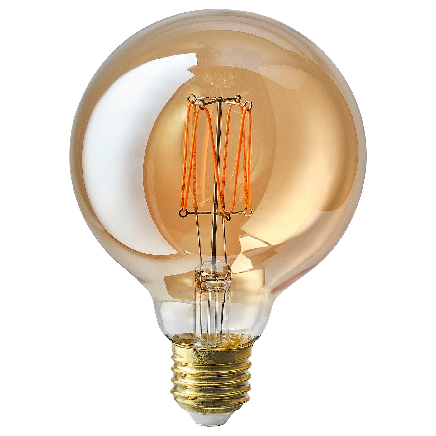 IKEA MOLNART Żarówka LED E27 150 lumenów, kula brązowe szkło przezroczyste, 95 mm
