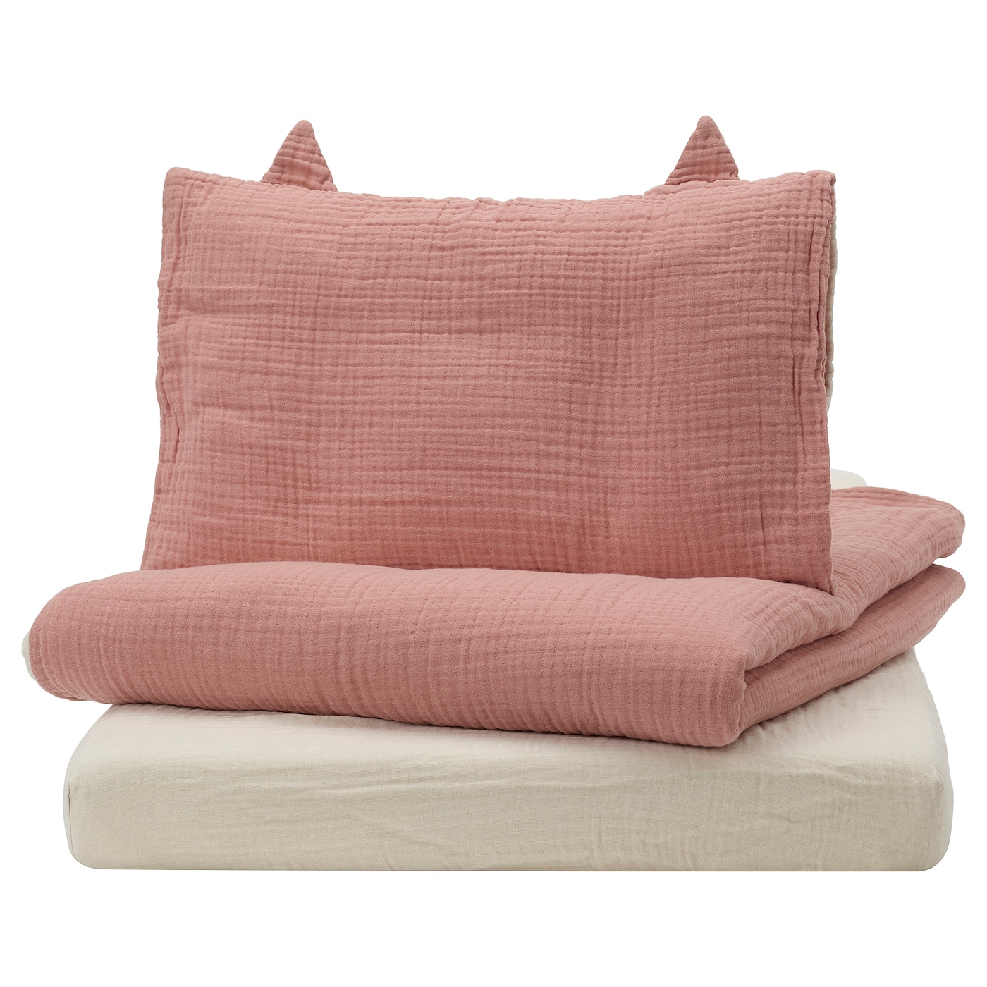 IKEA GULDVÄVARE komplet pościeli do łóżeczka, 3 el, bladoróżowy/beżowy, 60x120 cm