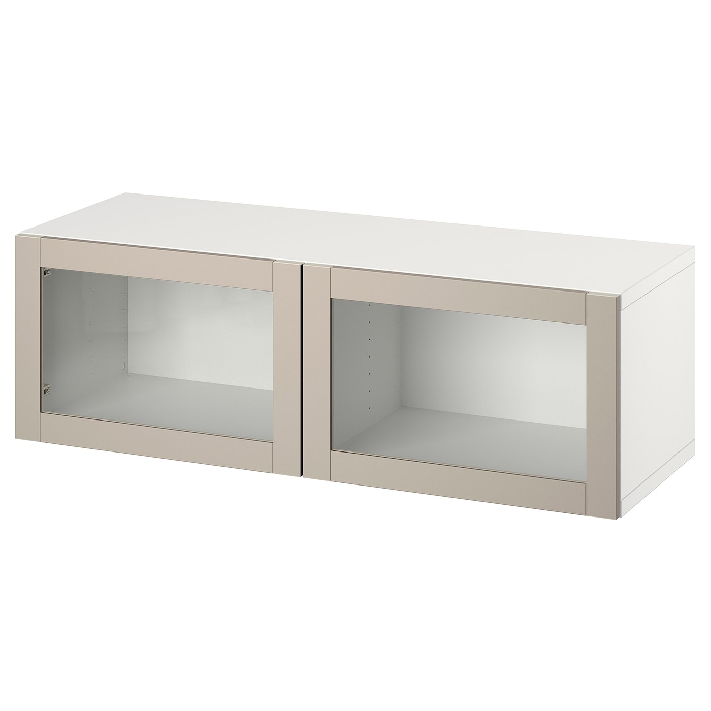 IKEA BESTÅ szafka z drzwiczkami, biały/Sindvik jasnoszary/beżowy, 120x42x38 cm
