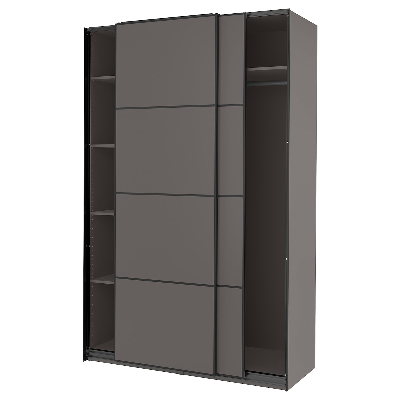 IKEA PAX / MEHAMN szafa, ciemnoszary/2str ciemnoszary, 150x66x236 cm