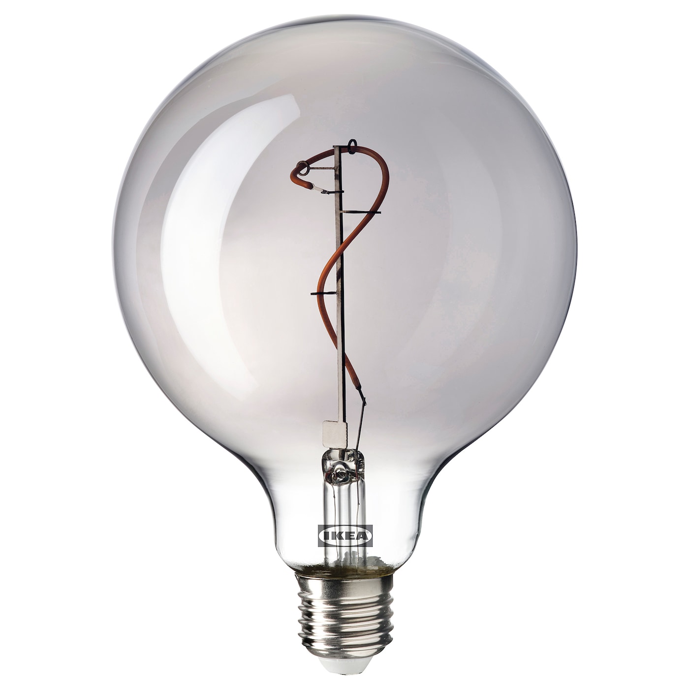 IKEA MOLNART Żarówka LED E27 140 lumenów, kula szare szkło przezroczyste, 125 mm