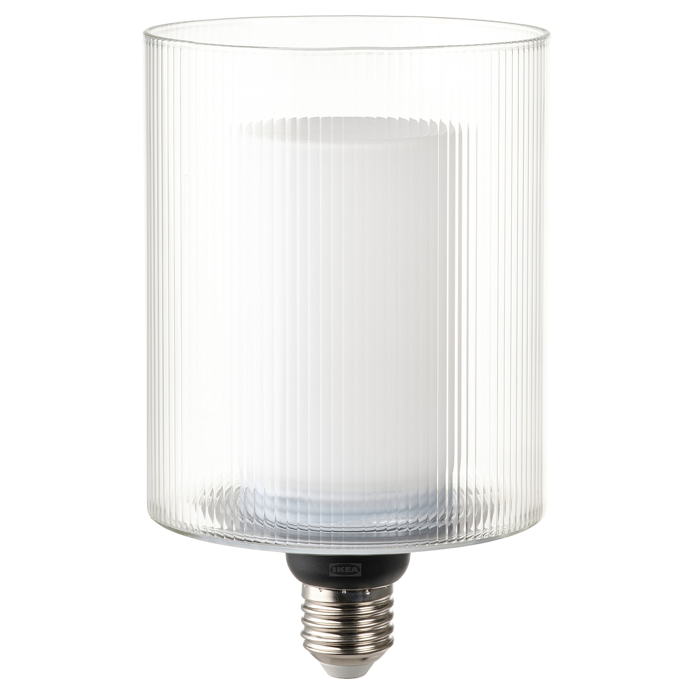 IKEA MOLNART Żarówka LED E27 150 lumenów, cylinder szkło/w paski, 110 mm