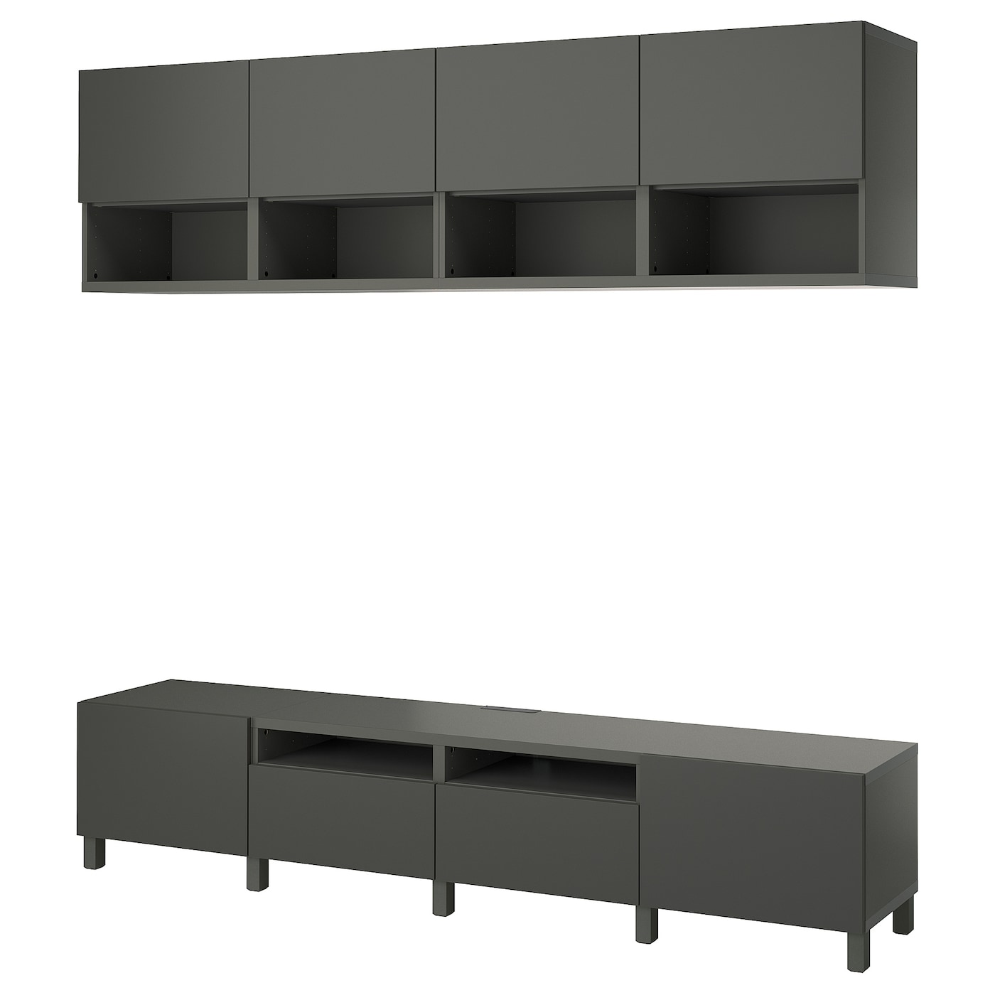 IKEA BESTÅ szafka pod TV, ciemnoszary/Lappviken/Stubbarp ciemnoszary, 240x42x230 cm