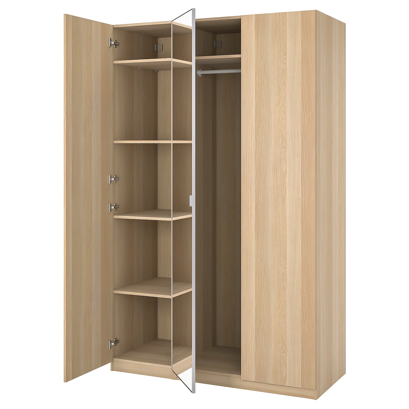 IKEA PAX / FORSAND/ÅHEIM kombinacja szafy, imitacja dębu bejcowanego na biało/lustro, 150x60x236 cm