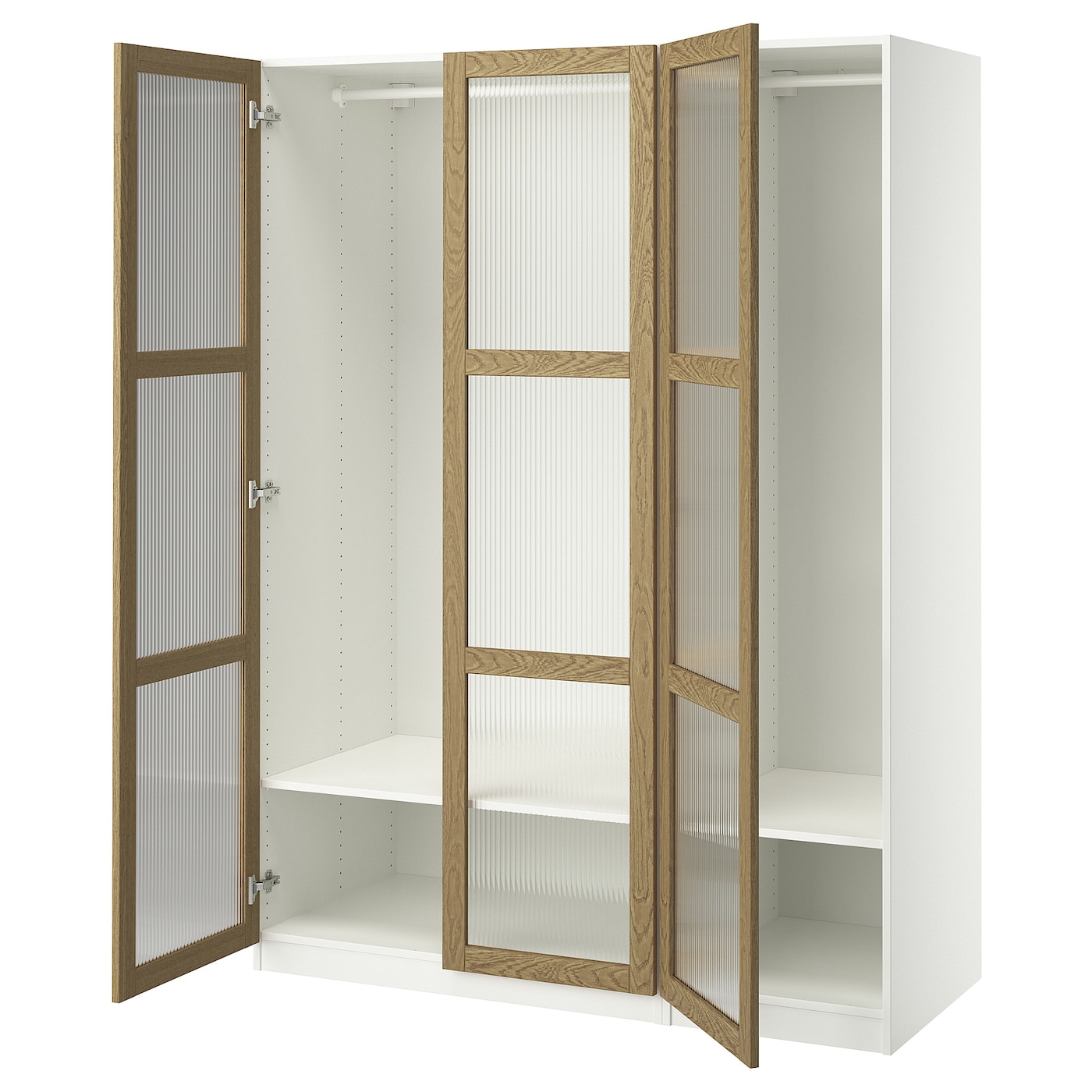 IKEA PAX / TONSTAD kombinacja szafy, biały/okl dęb szkło, 150x60x201 cm