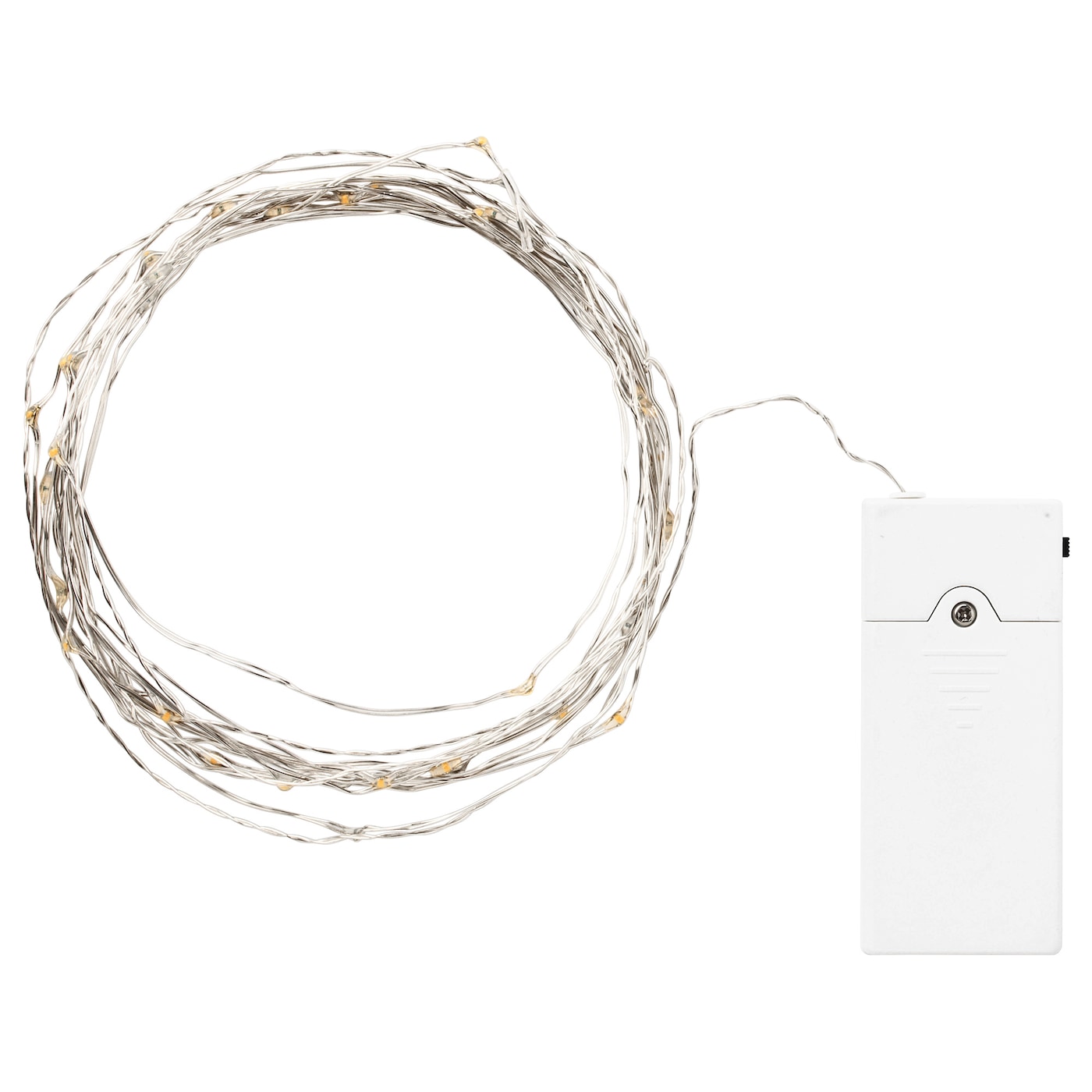 IKEA VISSVASS girlanda LED, 40 lampek, do wnętrz/na baterie srebrny, Długość do 1. lampy: 1 m