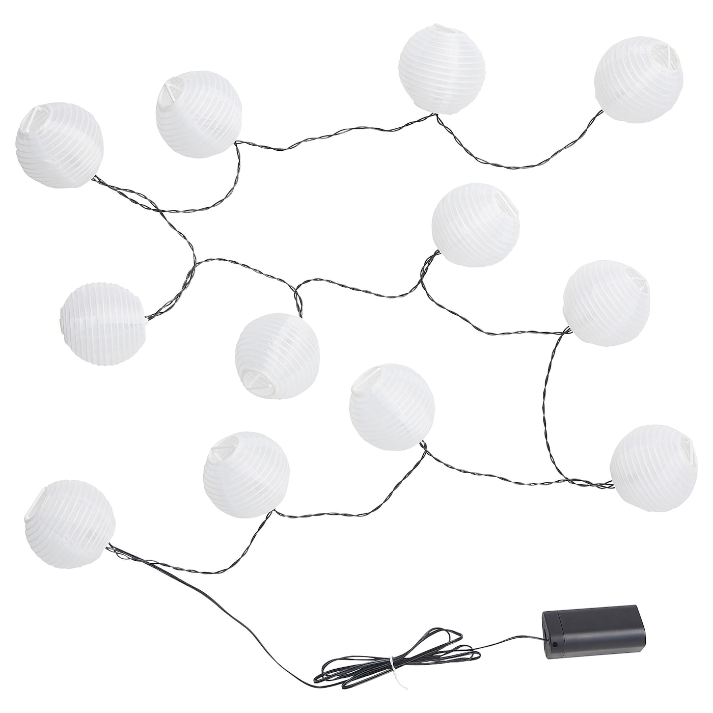 IKEA SOLVINDEN girlanda LED, 12 lampek, zewnętrzne/na baterie biały, Długość do 1. lampy: 1.5 m