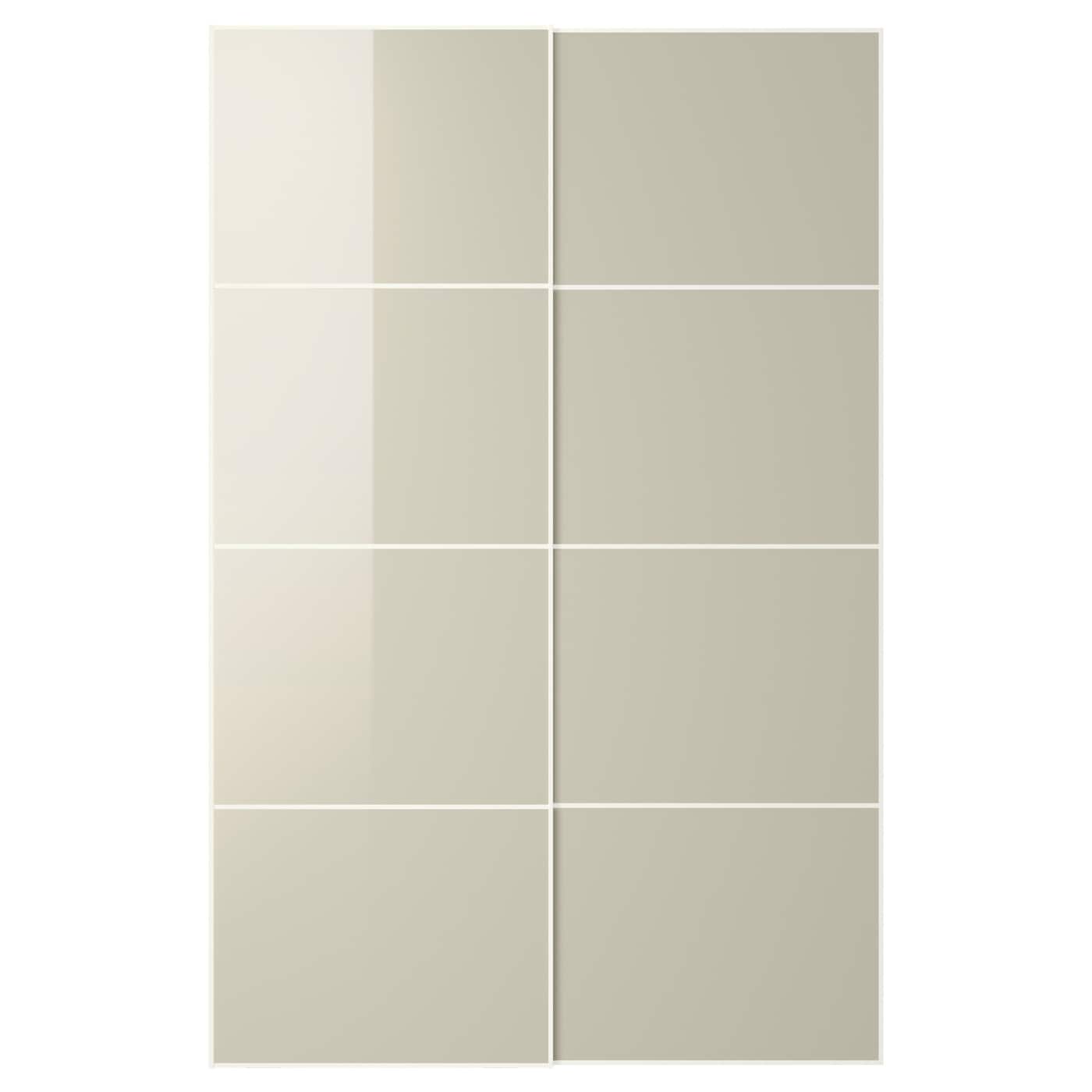 IKEA HOKKSUND Drzwi przesuwne, połysk jasnobeżowy, 150x236 cm