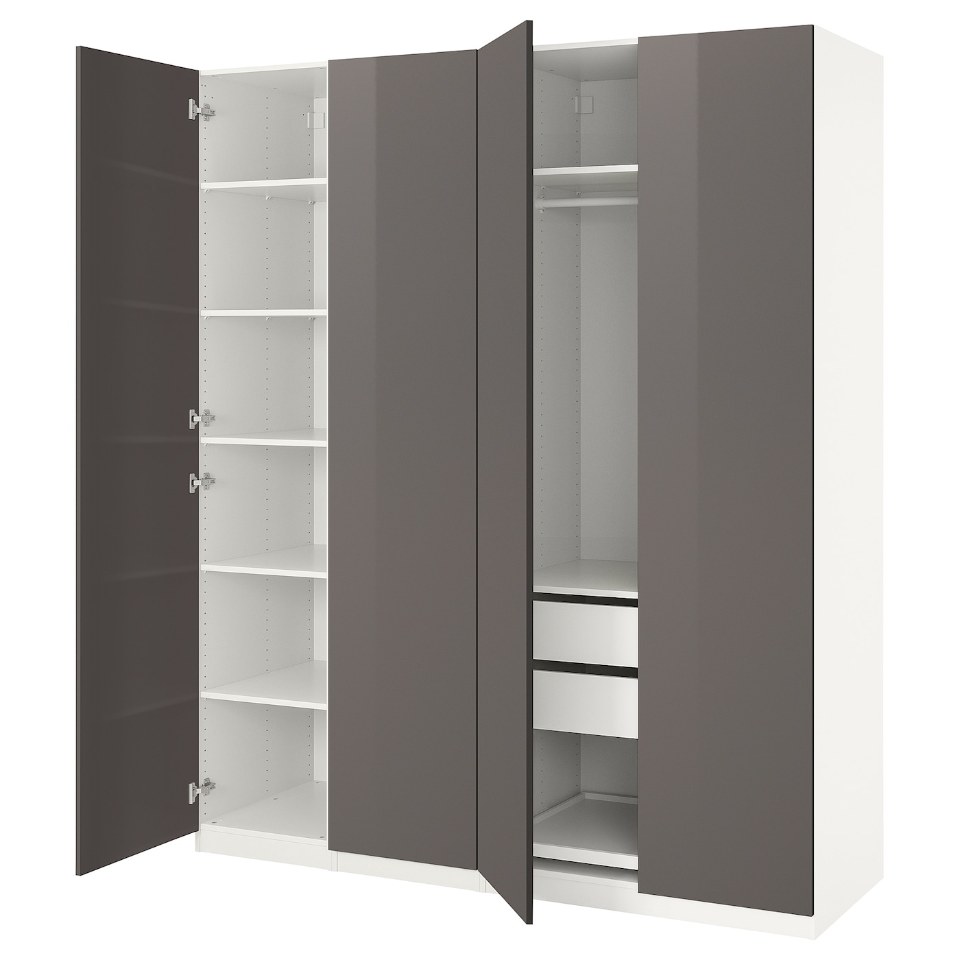 IKEA PAX / FARDAL kombinacja szafy, biały/połysk szary, 200x60x236 cm