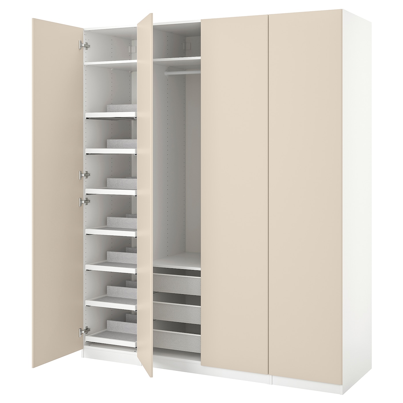 IKEA PAX / REINSVOLL kombinacja szafy, biały/szarobeżowy, 200x60x236 cm