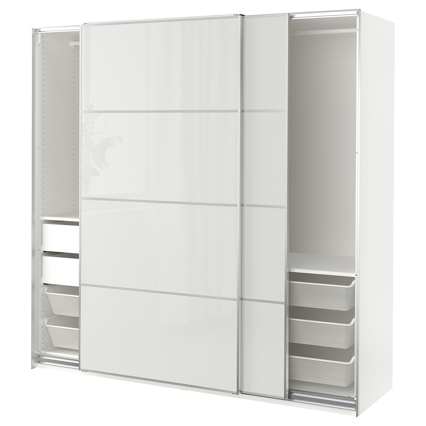 IKEA PAX / HOKKSUND kombinacja szafy, biały/połysk jasnoszary, 200x66x201 cm