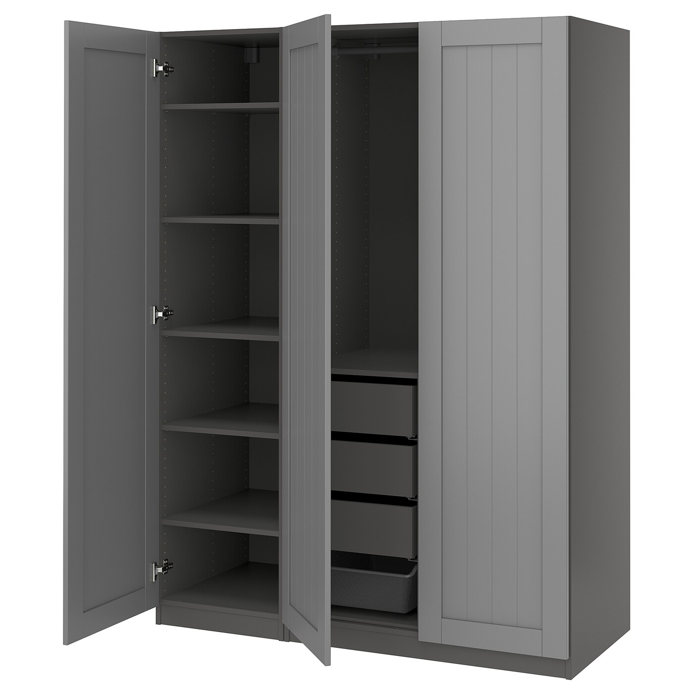 IKEA PAX / GULLABERG kombinacja szafy, ciemnoszary/szary, 150x60x201 cm