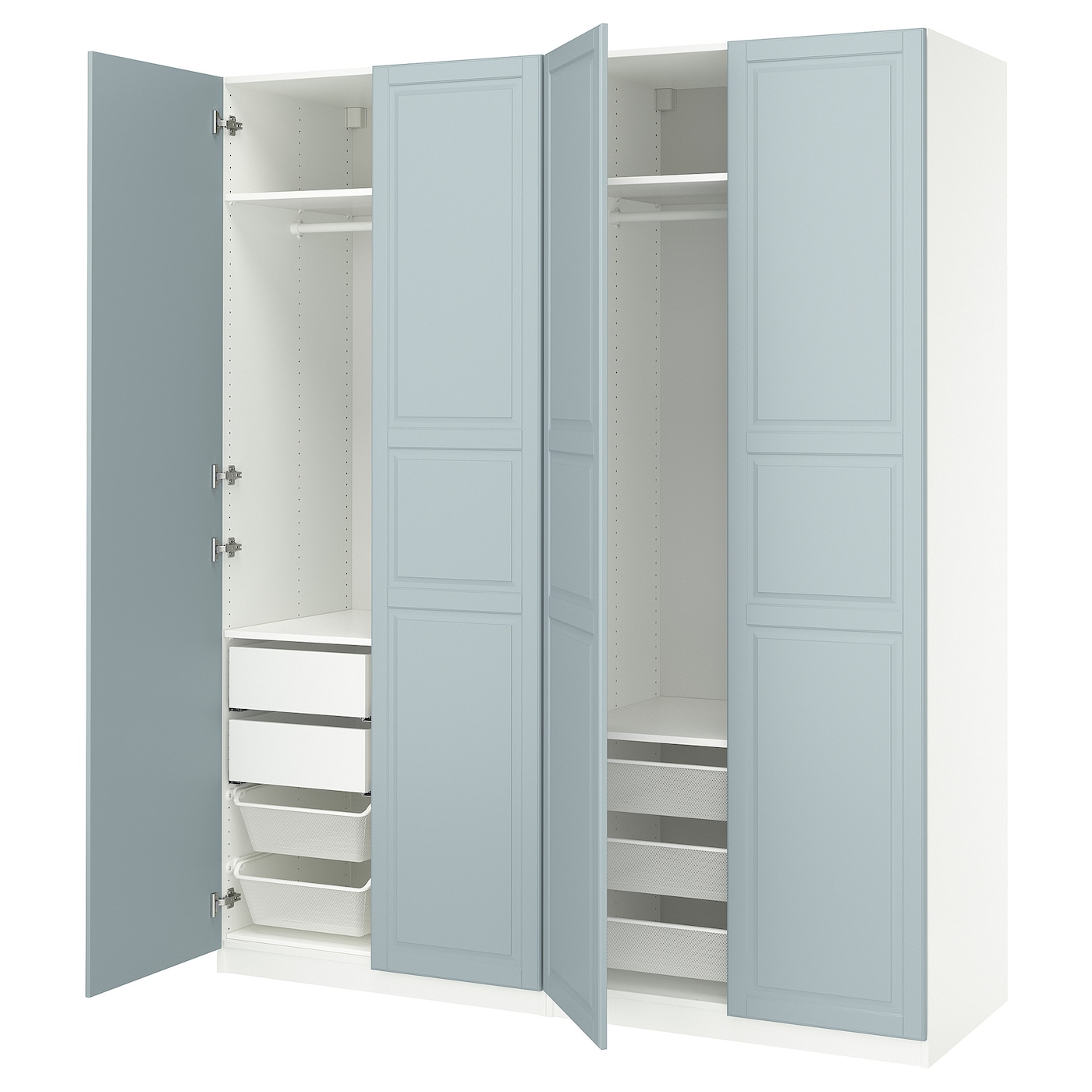 IKEA PAX / FJÄREHALS kombinacja szafy, biały/jasny szaroniebieski, 200x66x236 cm