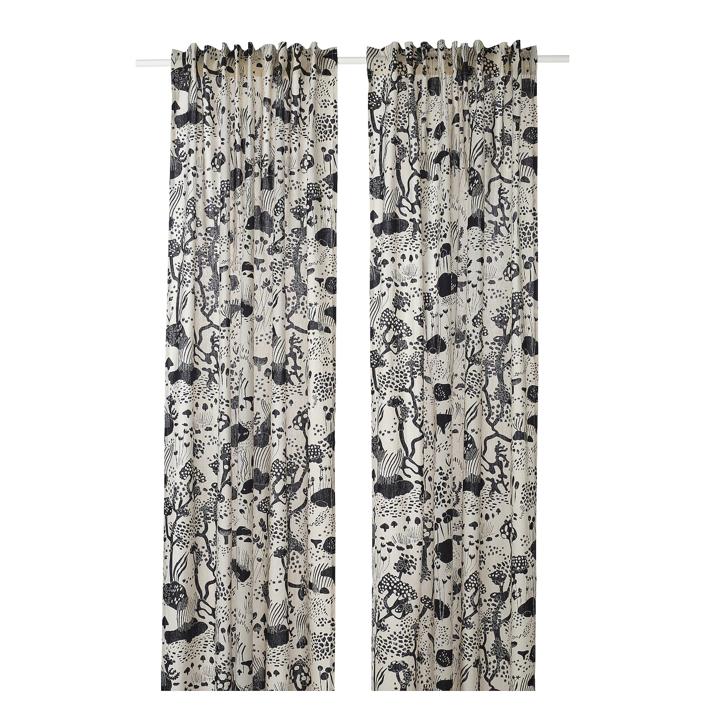 IKEA STOCKHOLM 2025 zasłona, 2 szt, biały/czarny/na taśmie, 145x300 cm