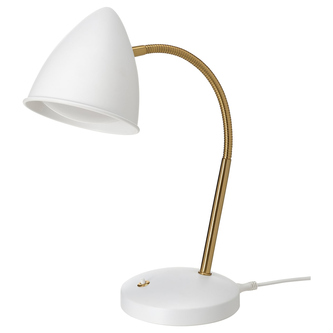 IKEA ISNÅLEN lampa biurkowa LED, biały/kolor mosiądzu, Średnica podstawy: 14 cm