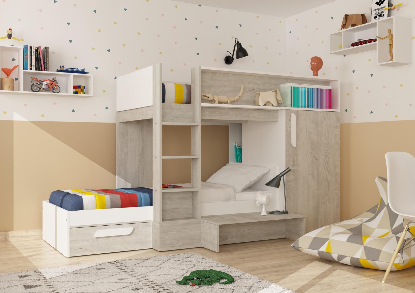 Łóżko piętrowe Bo6 cascina, white - dwa sposoby montażu