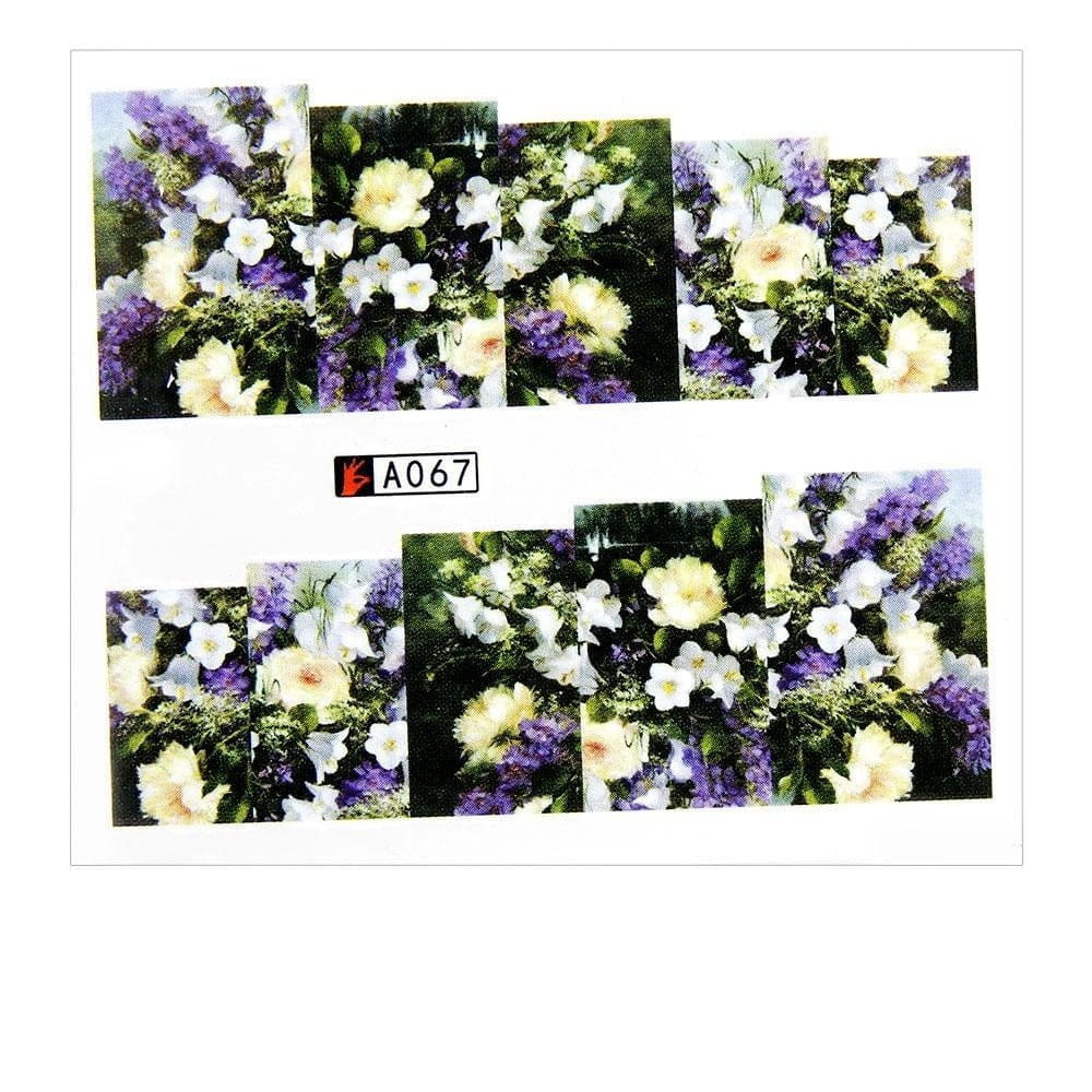 Naklejki wodne do paznokci arkusz 6,5 x 5,5 cm na 10 palców a Nr 067