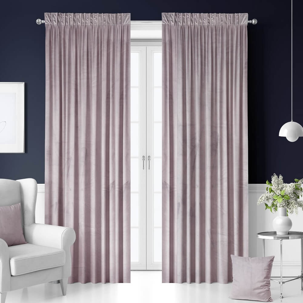 Zasłony na taśmie 140x250 holland velvet brudny pudrowy róż - Alena Firany