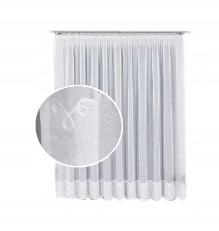 Firana woalowa z haftem 250x600 taśma - eleganckie wykończenie okna