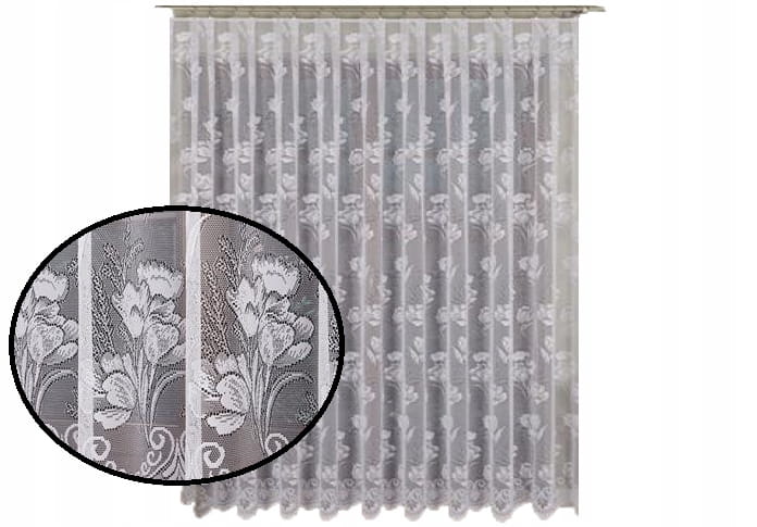 Firana żakardowa Tulipany 215x450 z taśma